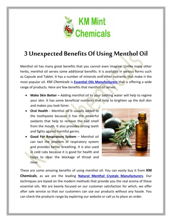 3 Unexpected Benefits Of Using Menthol Oil