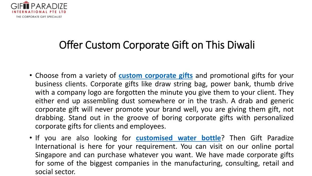 offer custom corporate gift on this diwali