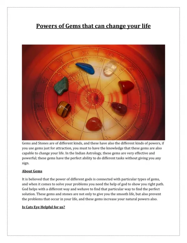 Powers of Gems that can change your life