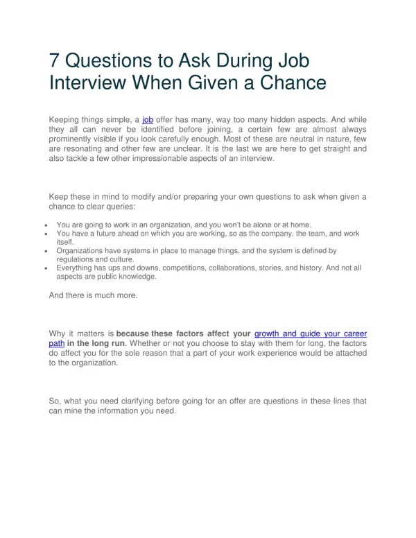 7 Questions To Ask During Job Interview When Given A Chance