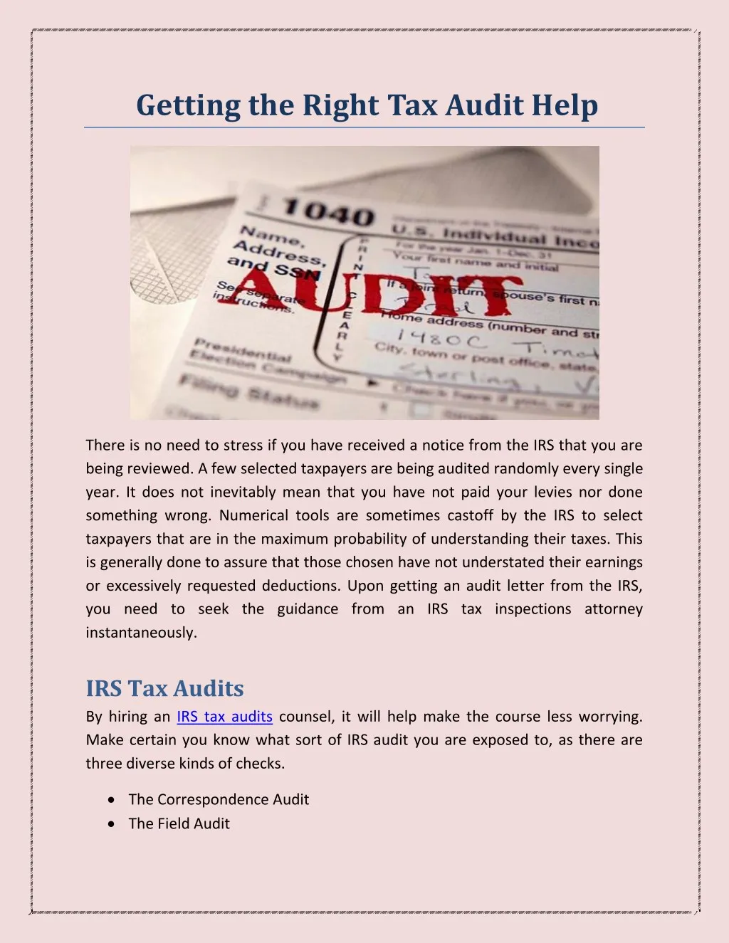 getting the right tax audit help