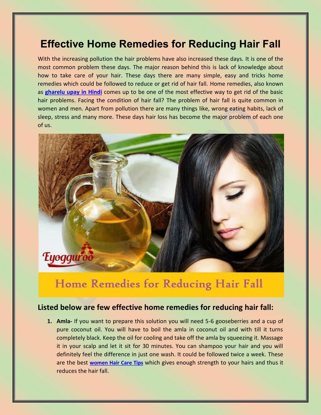 effective home remedies for reducing hair fall