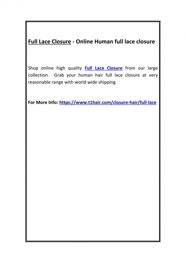 Full Lace Closure - Online Human full lace closure