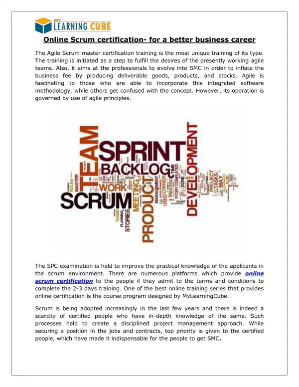 Online Scrum certification- for a better business career