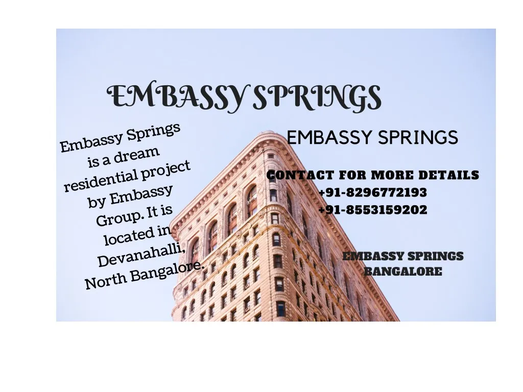 embassy springs embassy springs is a dream