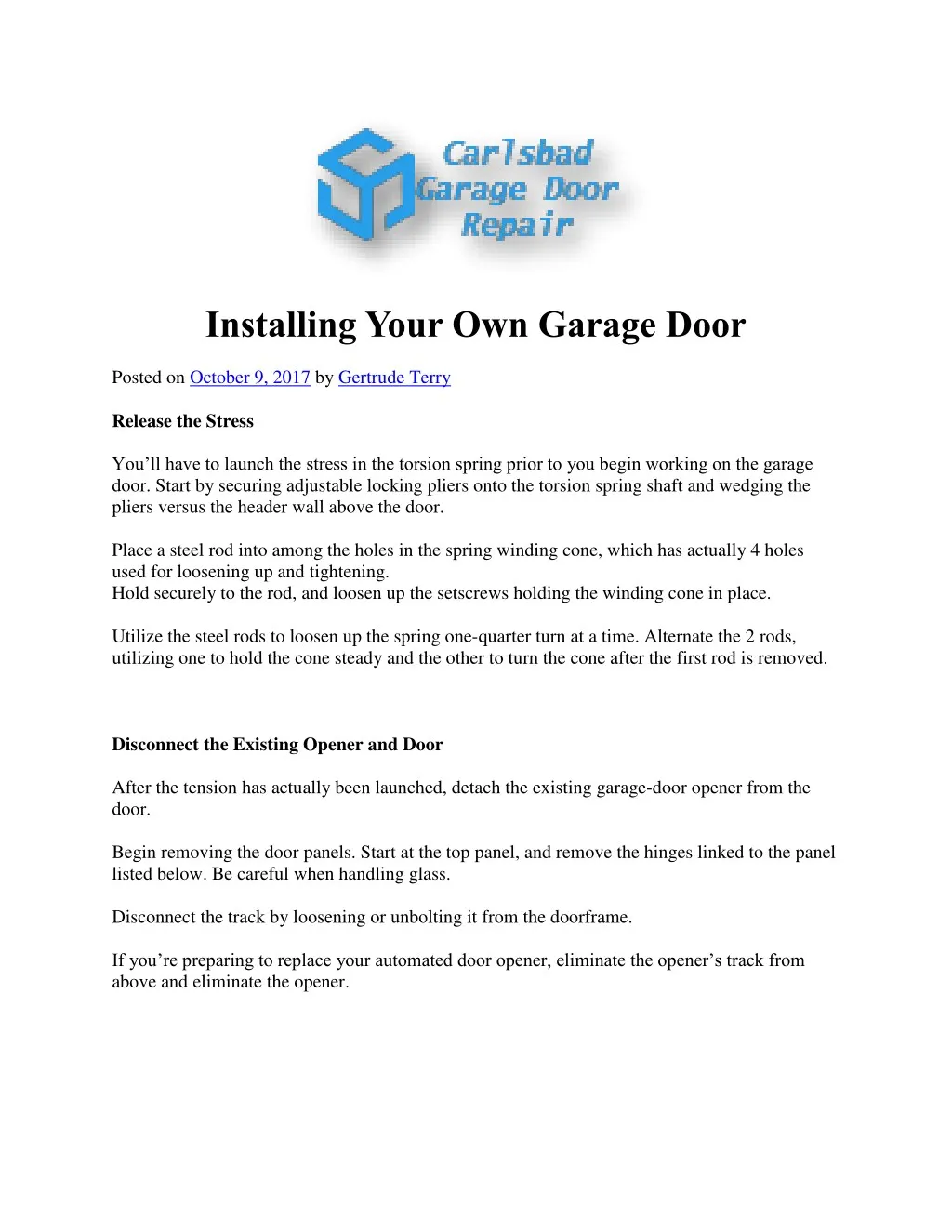 installing your own garage door
