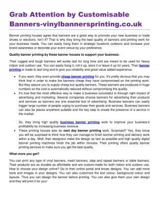 Grab Attention by Customisable Banners vinylbannersprinting.co.uk - slide 1