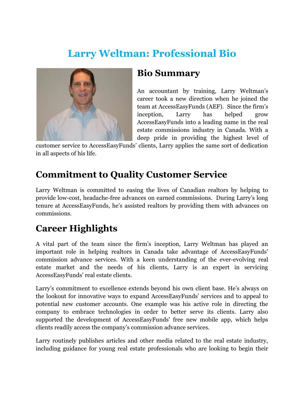 larry weltman professional bio bio summary