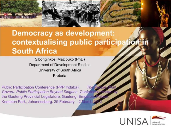 Democracy as development: contextualising public participation in South Africa