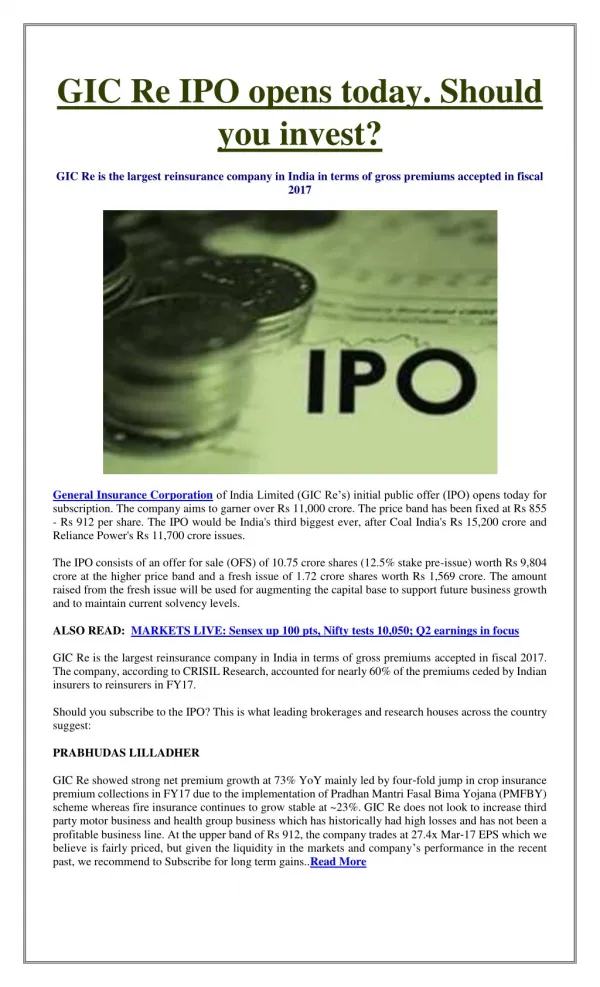 GIC Re IPO opens today. Should you invest?