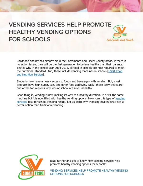 Promote Healthy Vending Options for Schools