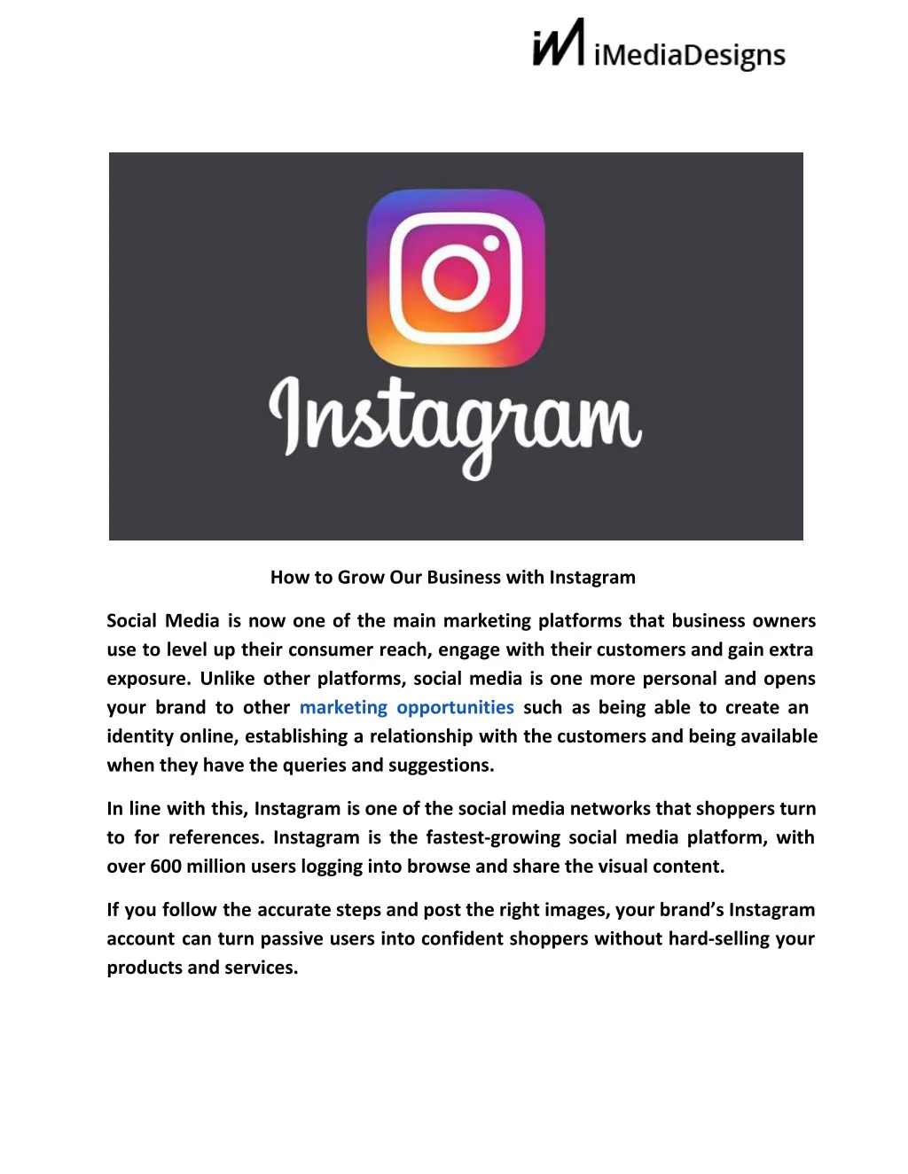 how to grow our business with instagram