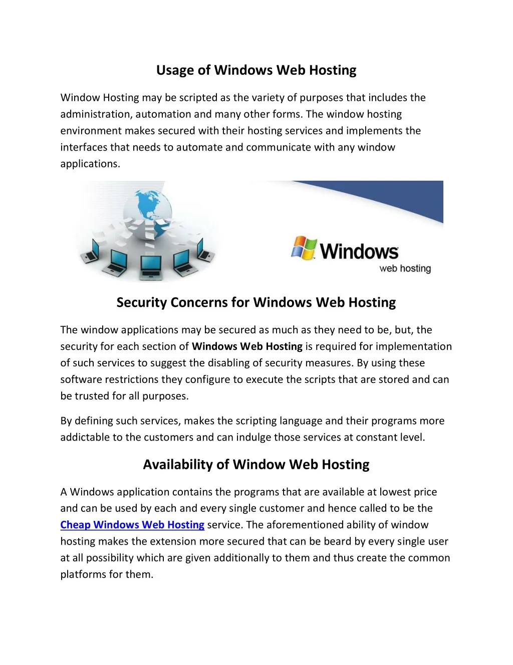 usage of windows web hosting
