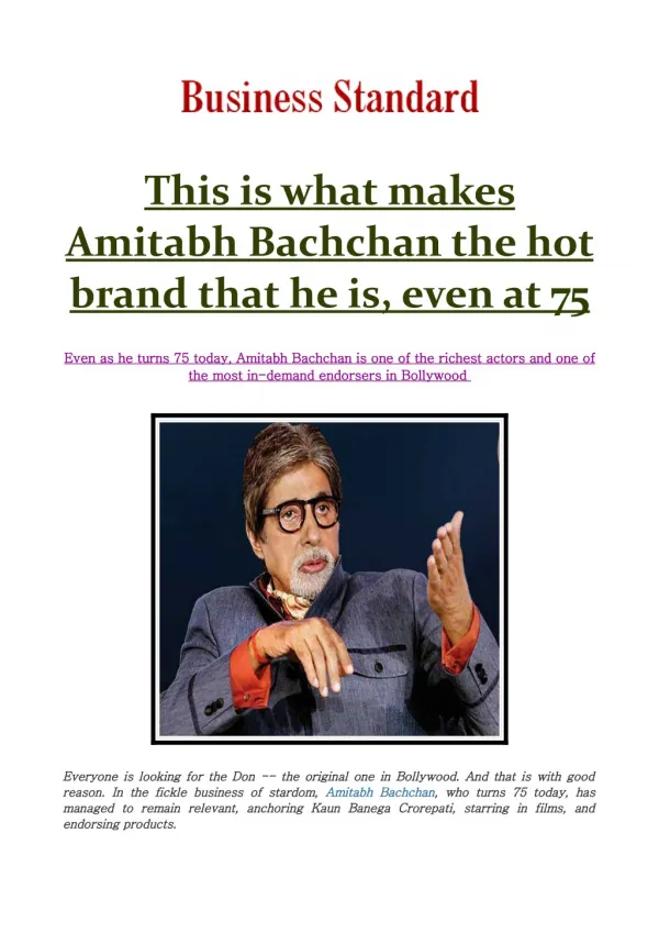 This is what makes Amitabh Bachchan the hot brand that he is, even at 75