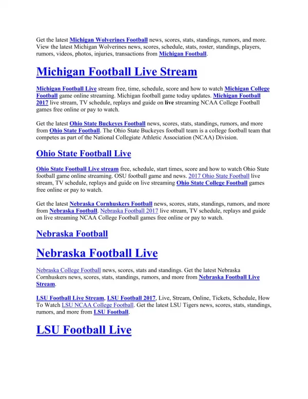 College Football Games Live Stream