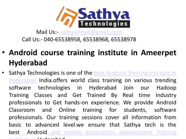 Android app Development training in hyderabad
