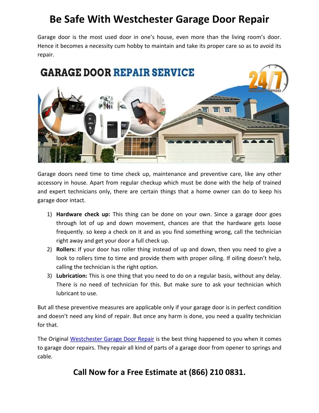 be safe with westchester garage door repair