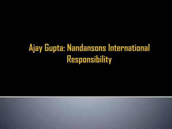 Ajay Gupta: Nandansons International Responsibility