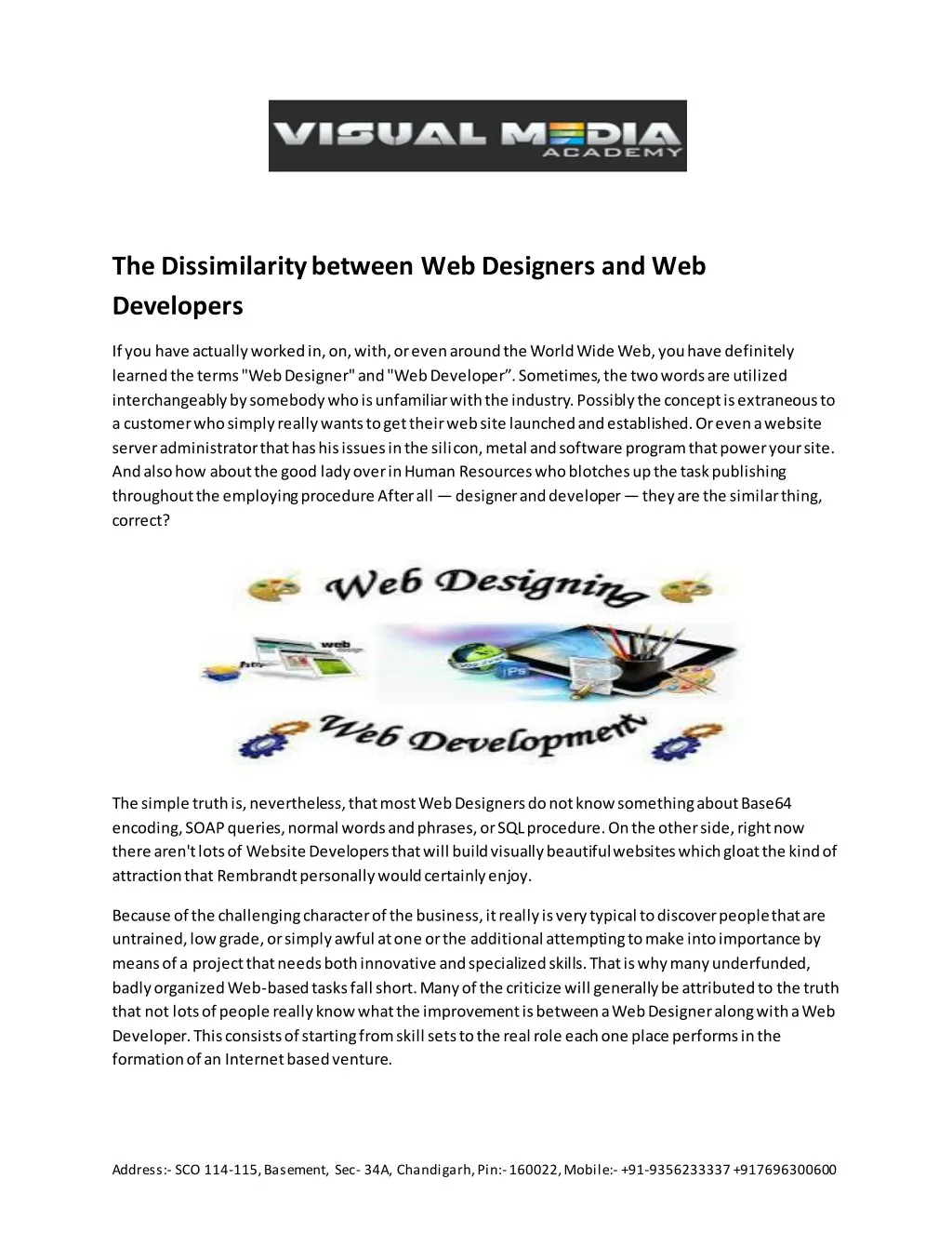 the dissimilarity between web designers