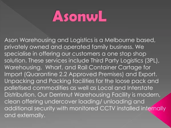 Third Party Logistics Company Melbourne, Container Transport - ASON