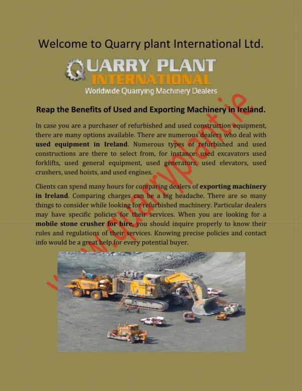Plant and Machinery Sales Ireland