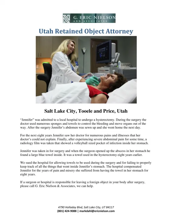 Utah Retained Object - G Ericnielson & Associations