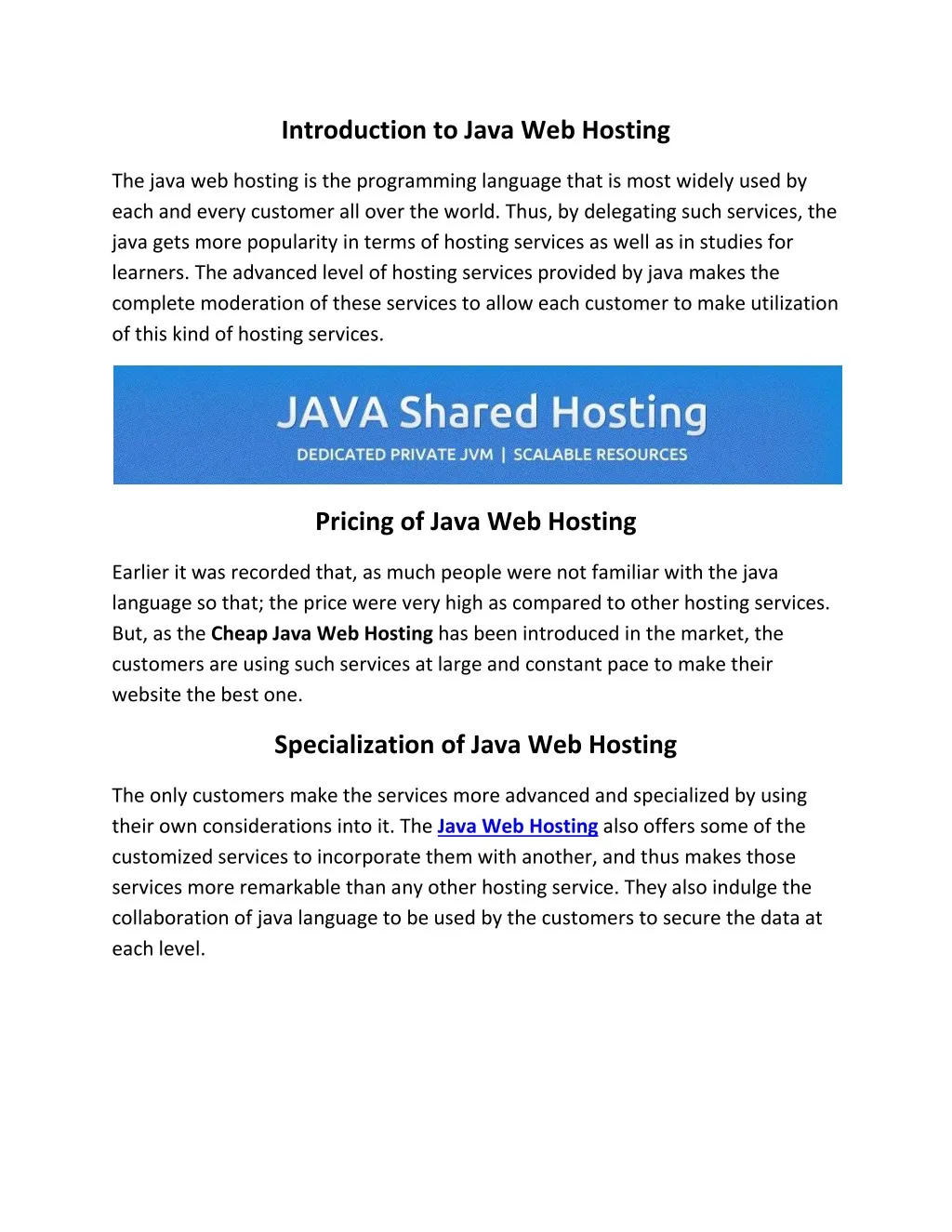 introduction to java web hosting