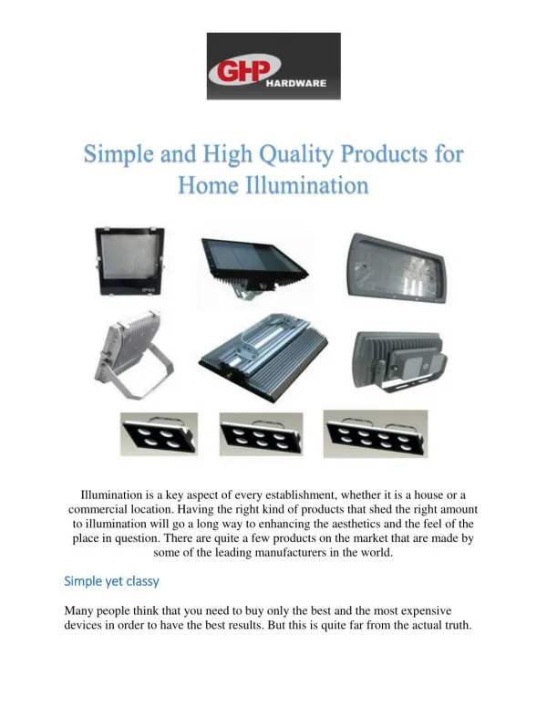 Simple and High Quality Products for Home Illumination