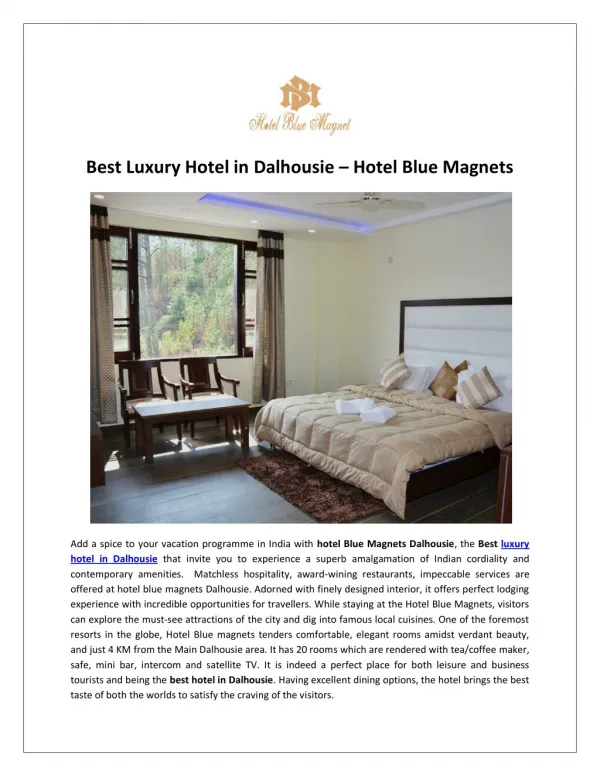 Best Luxury Hotel in Dalhousie-Hotel Blue Magnets
