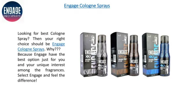 Engage Cologne Sprays to Refresh Your Mood