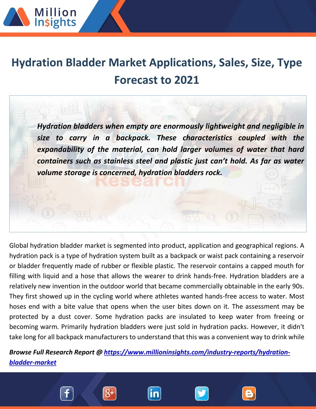 hydration bladder market applications sales size