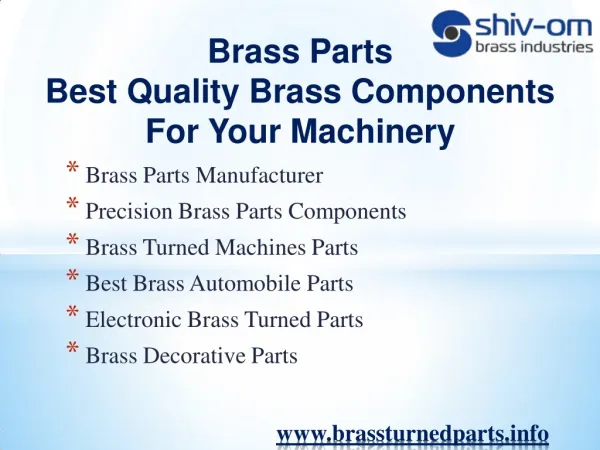 Brass Parts Best Quality Brass Turned Components For Machinery