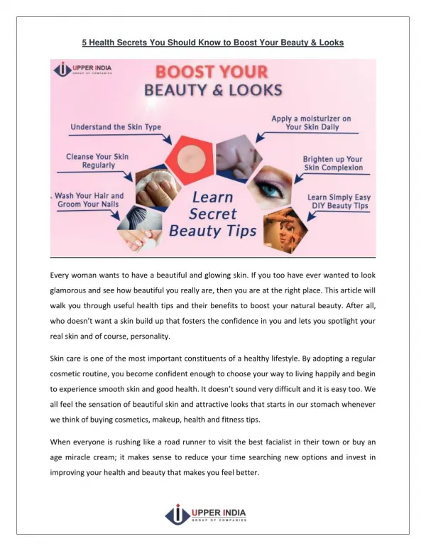 Health Secrets You Should Know to Boost Your Beauty & Looks