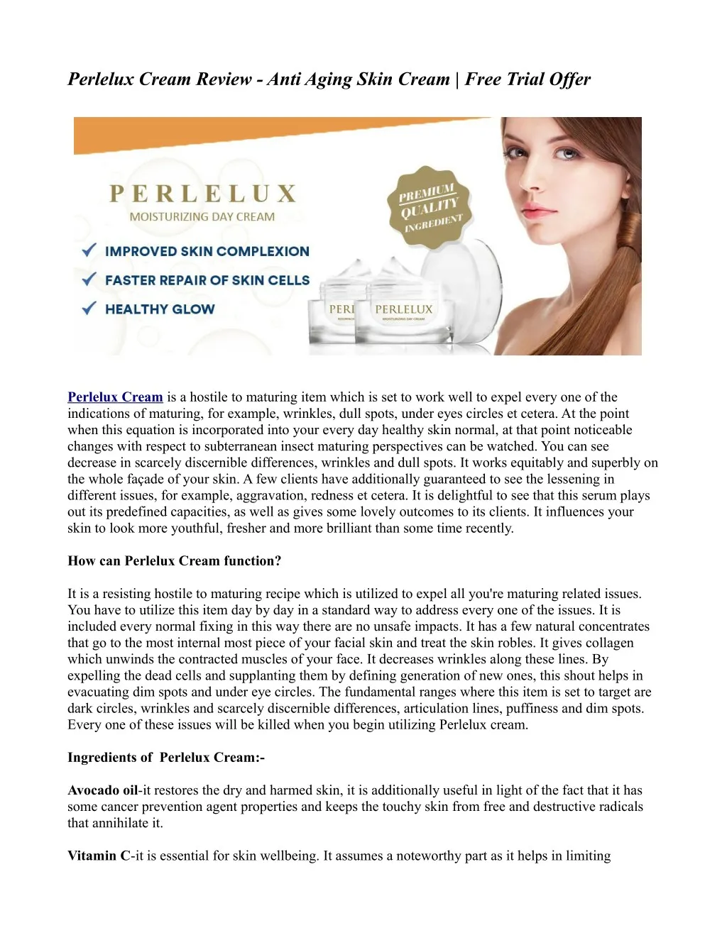 perlelux cream review anti aging skin cream free