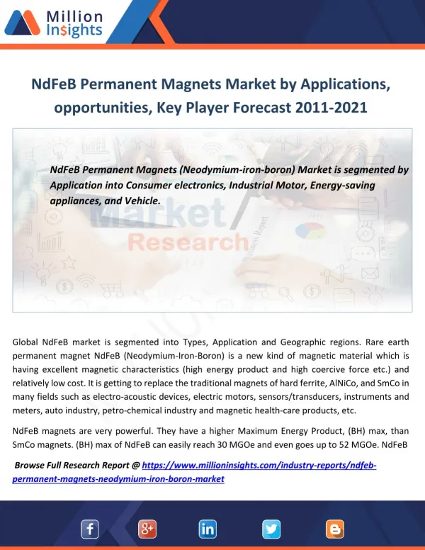 NdFeB Permanent Magnets Market Shares, Strategies,Growth rate, Sales,Prize to 2021