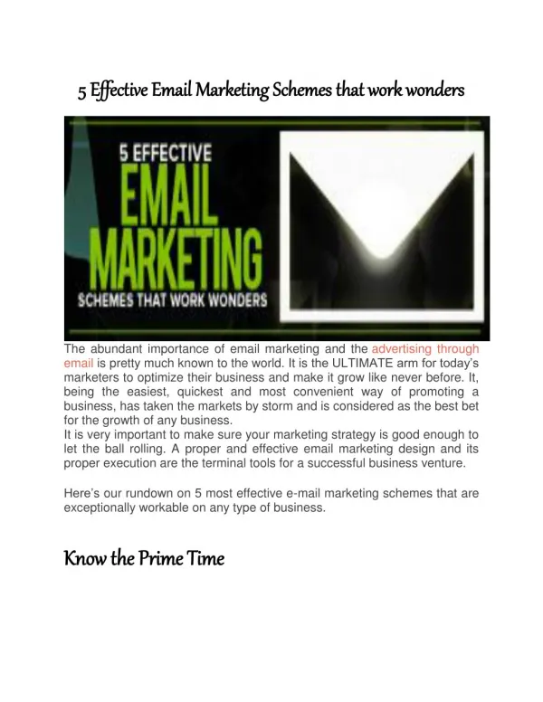 5 Effective Email Marketing Schemes that work wonders