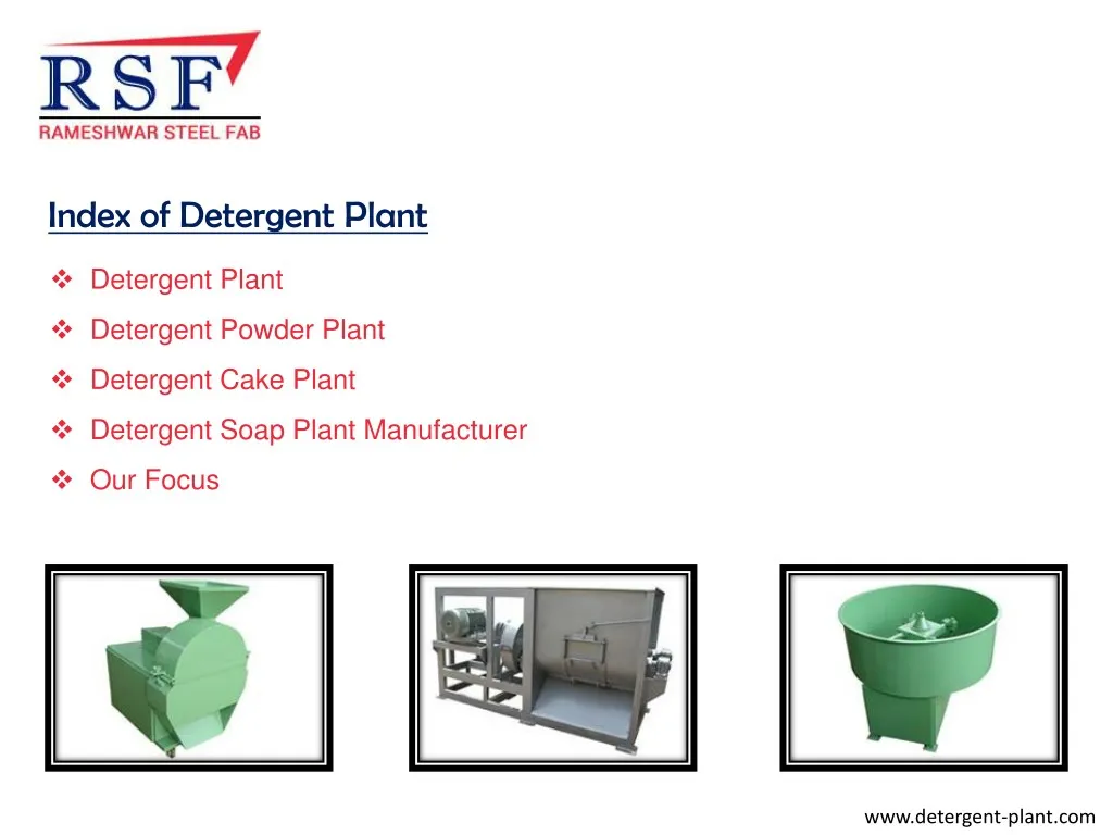 index of detergent plant