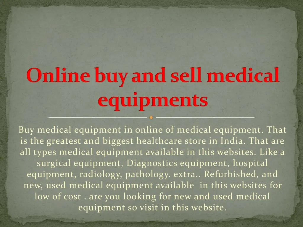online buy and sell medical equipments