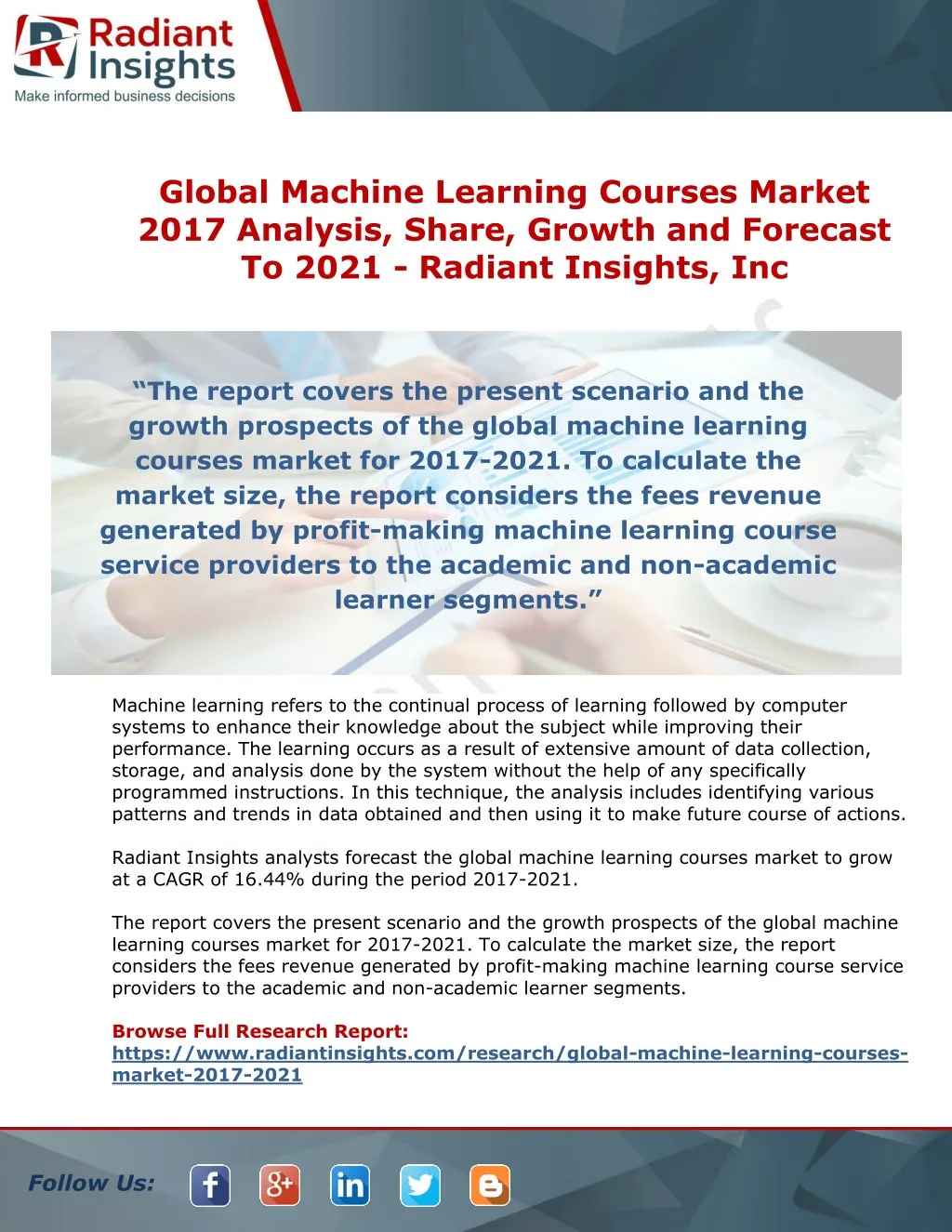 global machine learning courses market 2017
