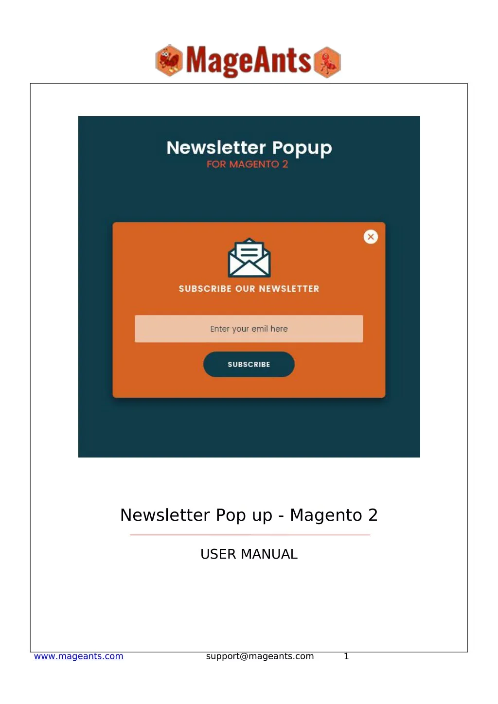 newsletter pop up magento 2