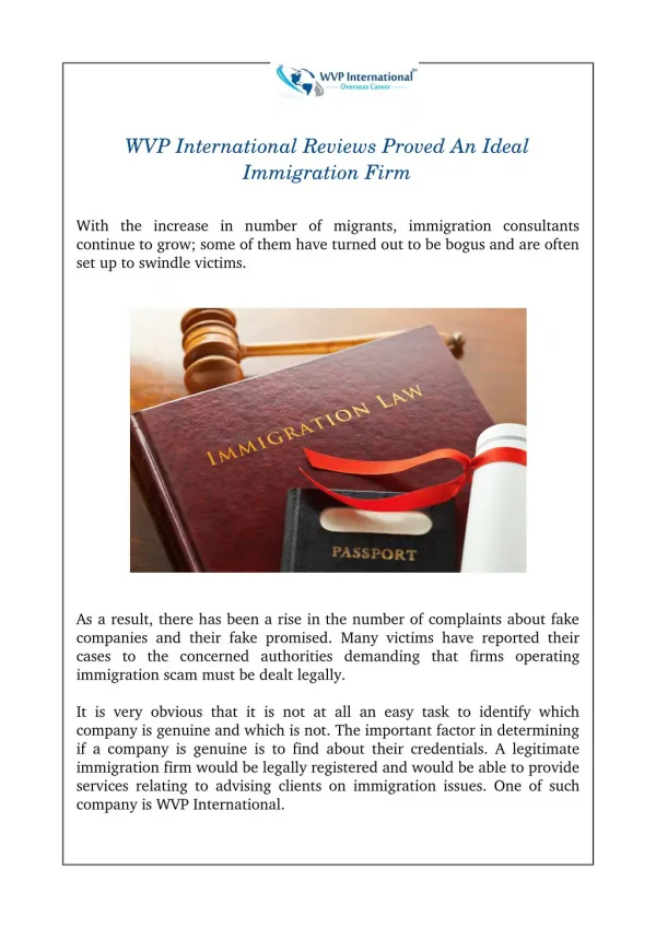 WVP International Reviews Proved An Ideal Immigration Firm