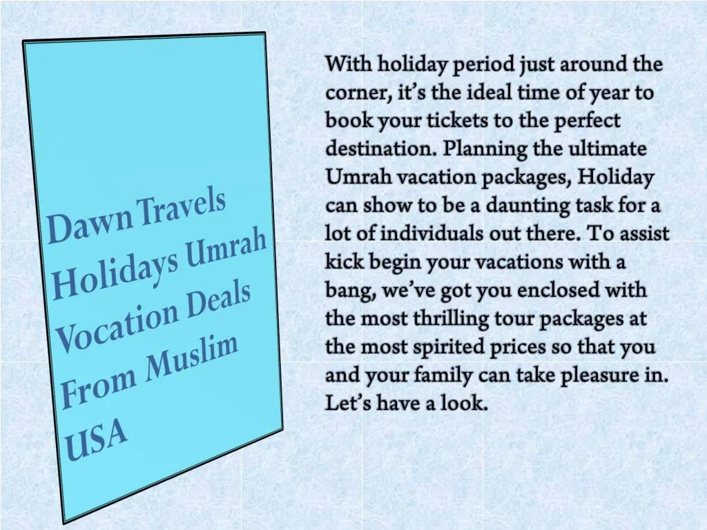 dawn travels holidays umrah vocation deals from muslim usa