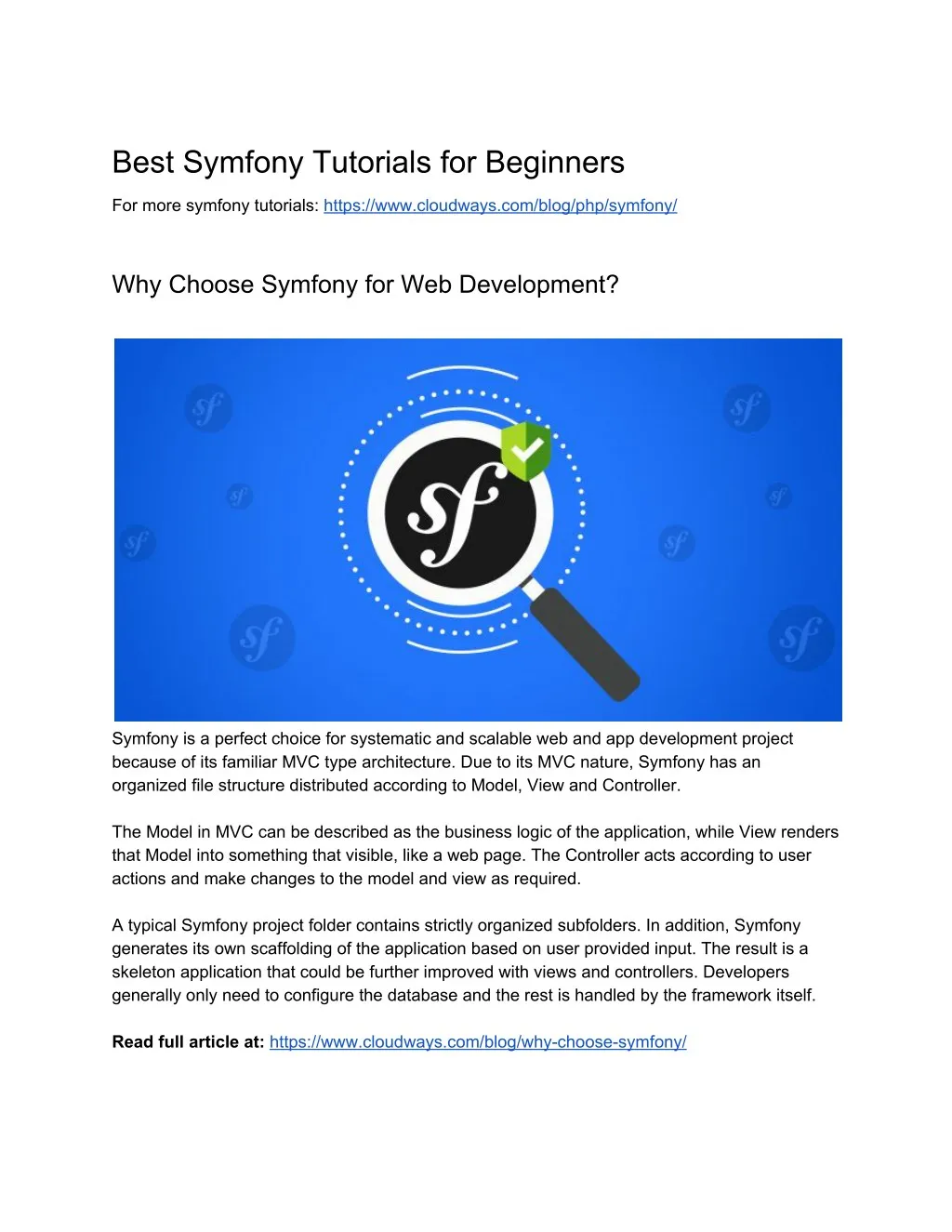 best symfony tutorials for beginners