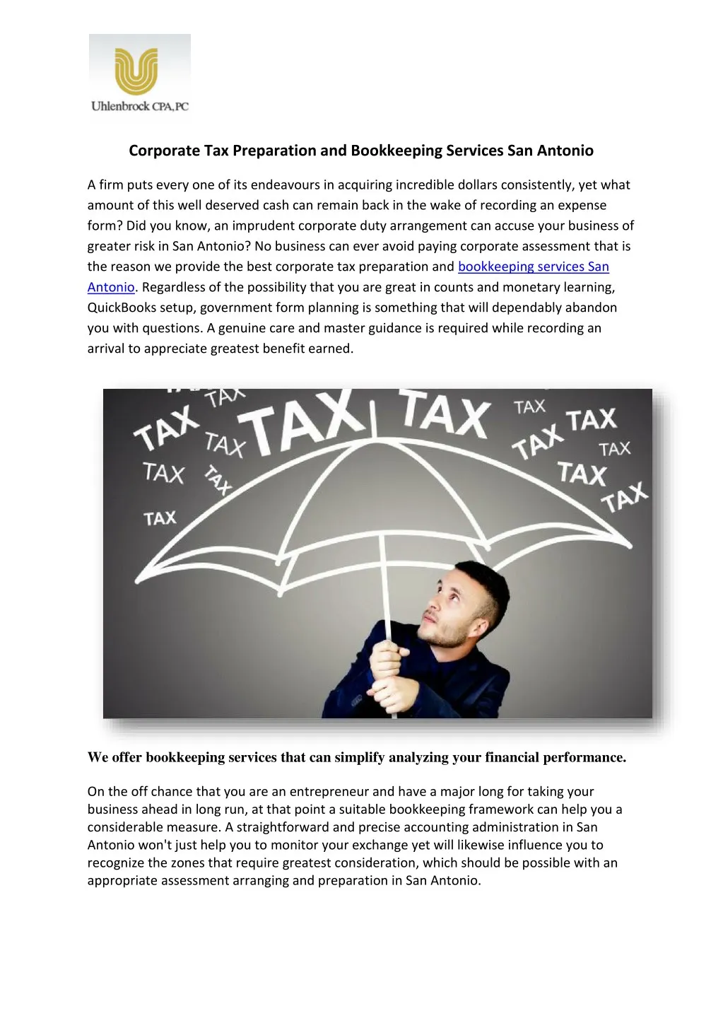 corporate tax preparation and bookkeeping