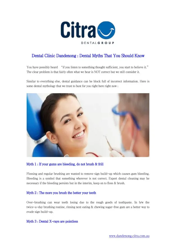 Dental Clinic Dandenong : Dental Myths That You Should Know