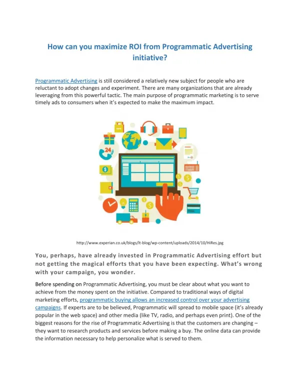 How can you maximize ROI from Programmatic Advertising initiative?