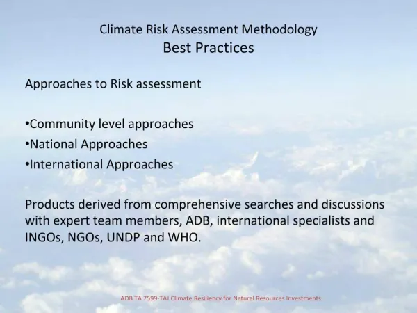 Climate Risk Assessment Methodology Best Practices