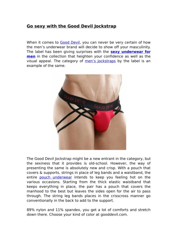 Go skimpy with the Good Devil Jockstrap