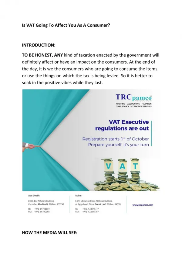 Is VAT Going To Affect You As A Consumer?