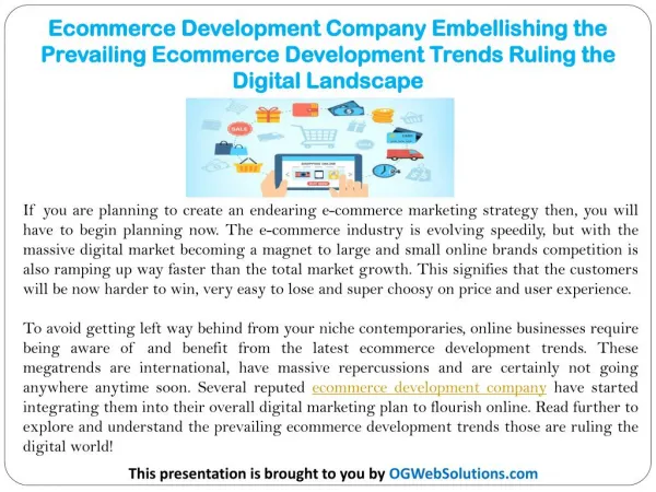 Ecommerce Development Company: Embellishing the Prevailing Ecommerce Development Trends Ruling the Digital Landscape